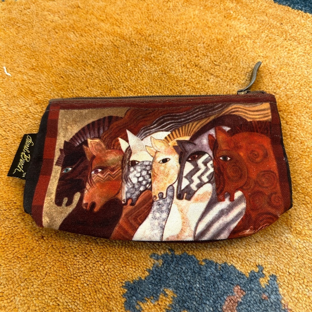 Laurel Burch Zippered Purse with Horses. Printed Cotton. Moroccan Mares series.